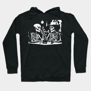 skeletons drinking and smoking Hoodie